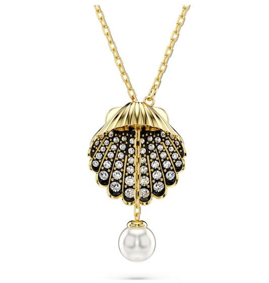 Swarovski 5683968 Pendente a Y Idyllia Crystal Pearl Conchiglia Bianco Oro