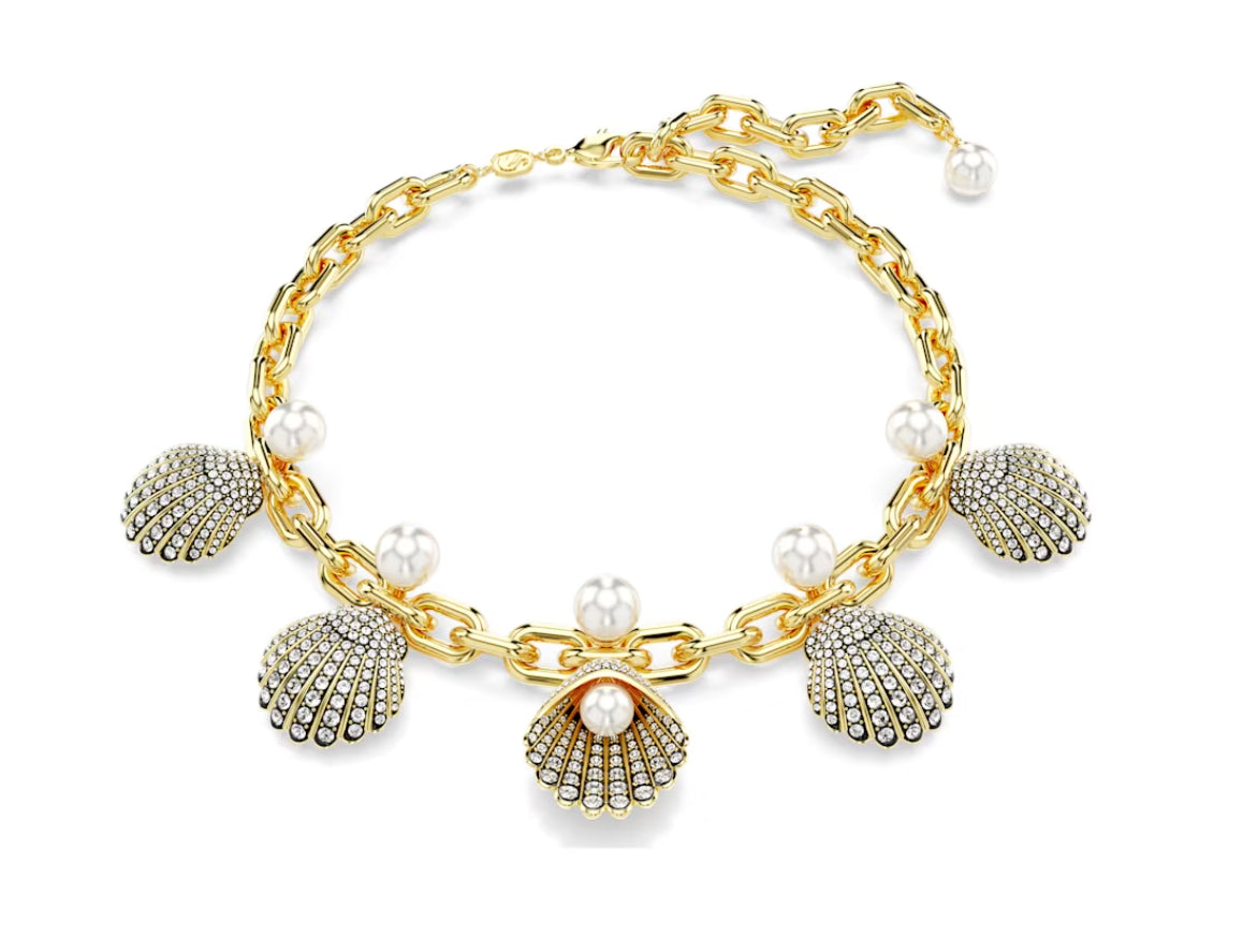 Swarovski 5683941 Collana Idyllia Crystal pearls Conchiglia Bianca Oro