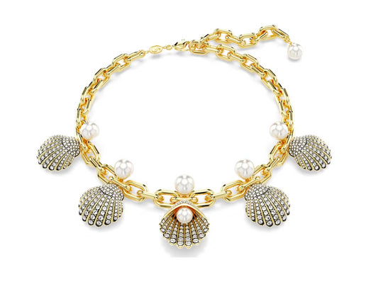 Swarovski 5683941 Collana Idyllia Crystal pearls Conchiglia Bianca Oro