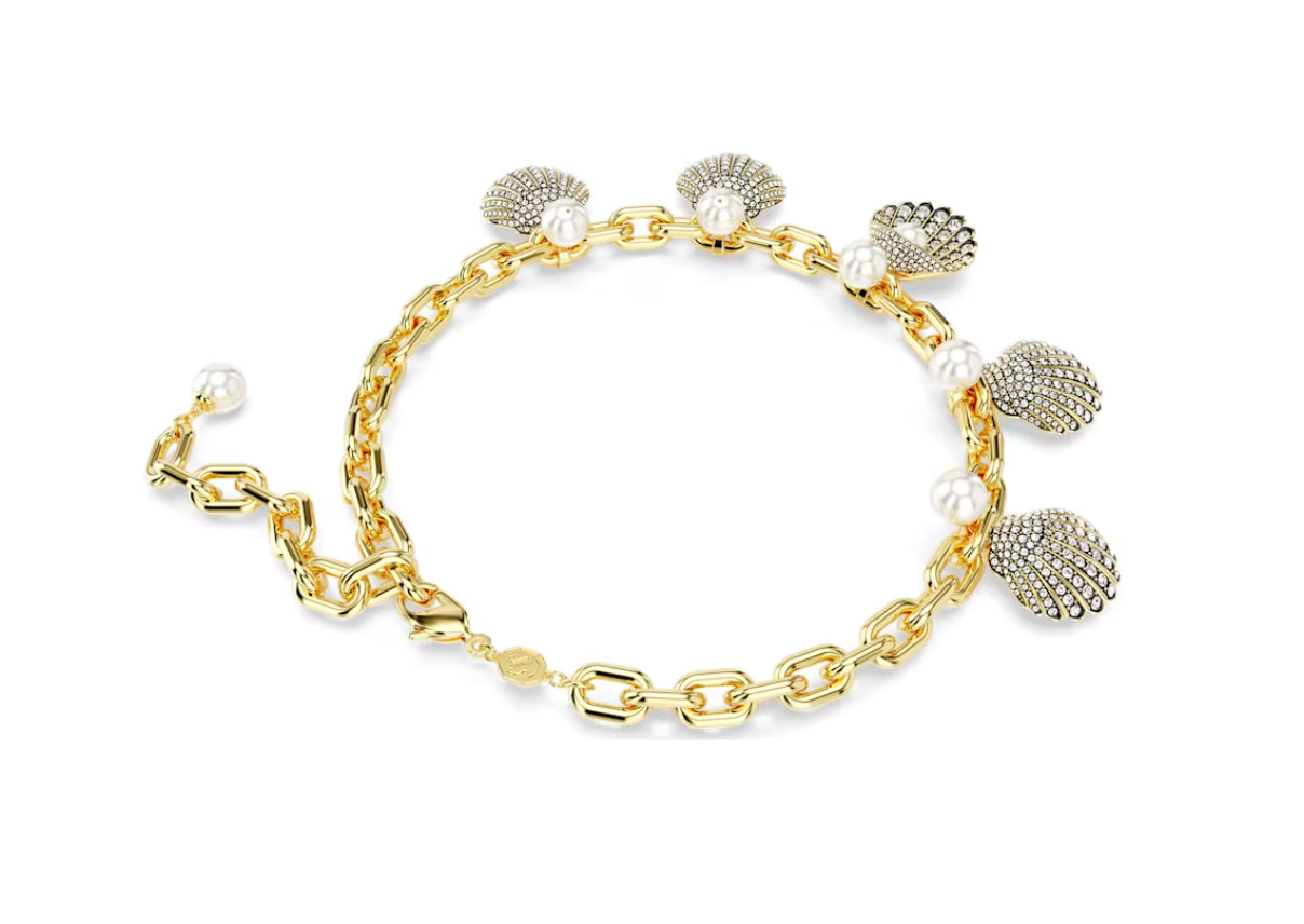 Swarovski 5683941 Collana Idyllia Crystal pearls Conchiglia Bianca Oro