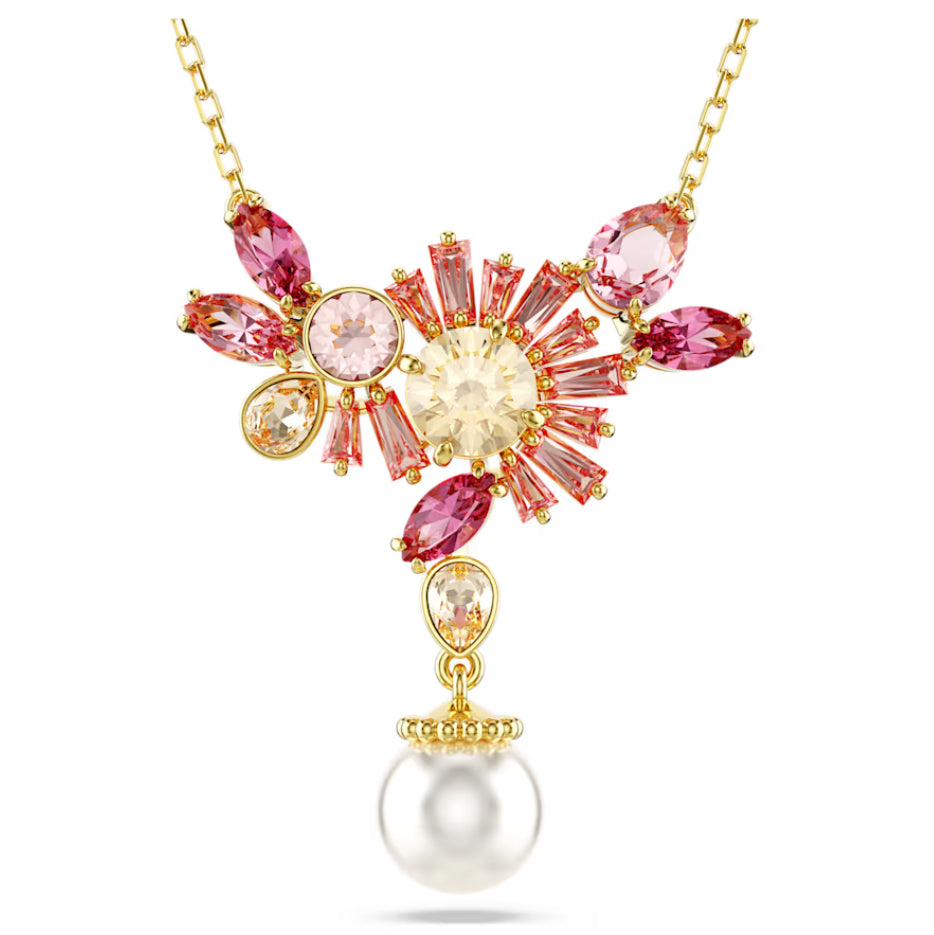 Swarovski 5688490 Pendente Gema Taglio misto Crystal Pearl Fiore Rosa Oro