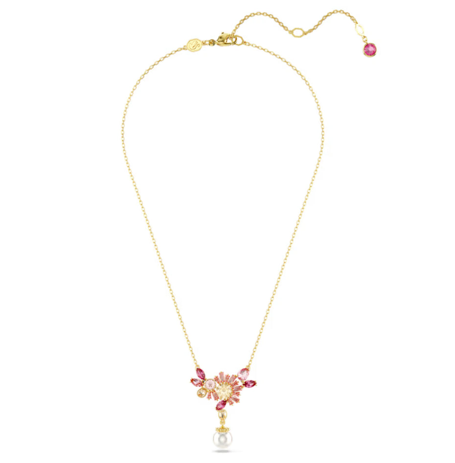 Swarovski 5688490 Pendente Gema Taglio misto Crystal Pearl Fiore Rosa Oro