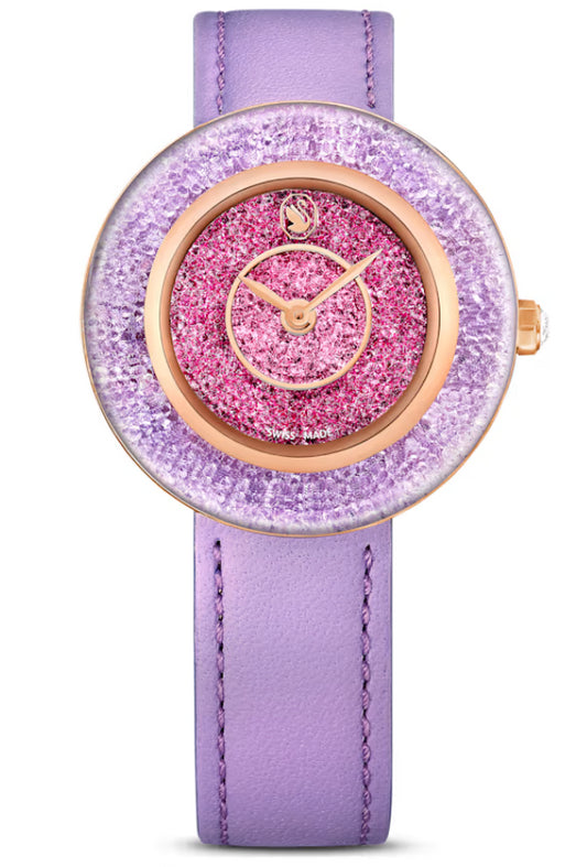 Swarovski 5656896 Orologio Crystalline Lustre Cinturino in pelle Viola Oro Rosa