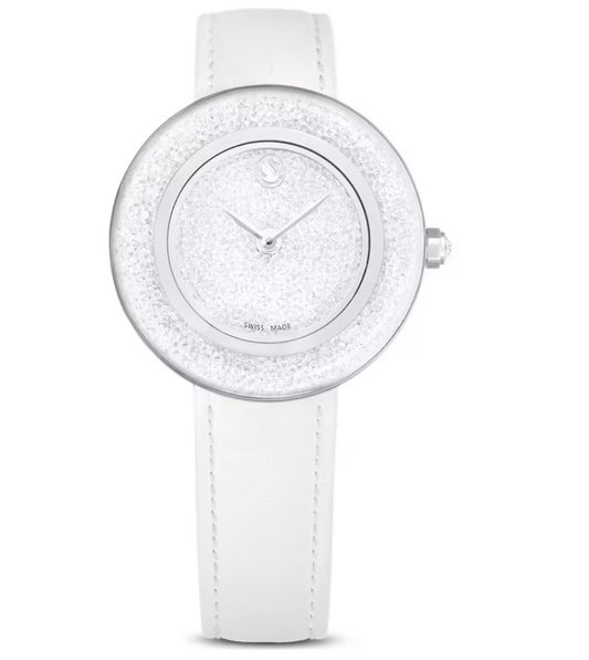 Swarovski 5668887 Orologio Crystalline Lustre Cinturino in pelle Bianco Acciaio