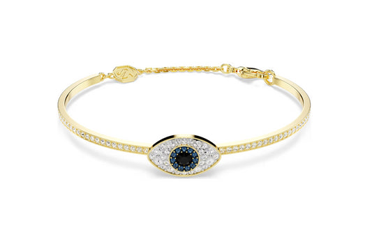 Swarovski 5696467 Bracciale rigido Symbolica Evil eye Blu Placcato Oro Taglia S