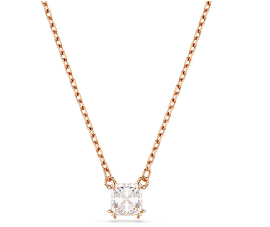 Swarovski 5701904 Pendente Stilla Taglio squadrato Bianco Placcato Oro Rosa