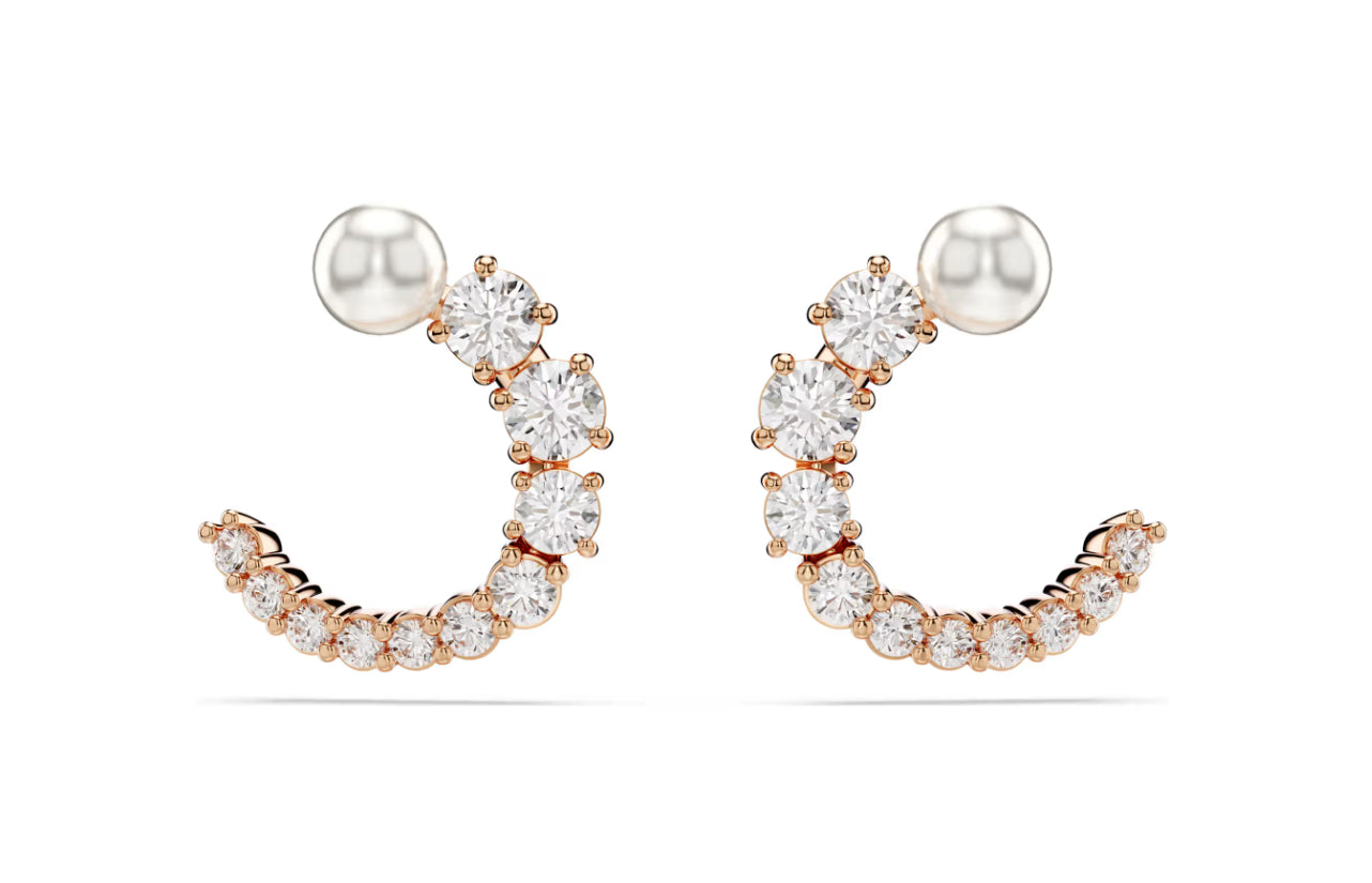 Swarovski 5692264 Orecchini a cerchio Matrix Crystal Pearl Taglio Round Bianchi