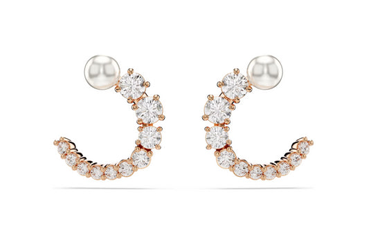 Swarovski 5692264 Orecchini a cerchio Matrix Crystal Pearl Taglio Round Bianchi