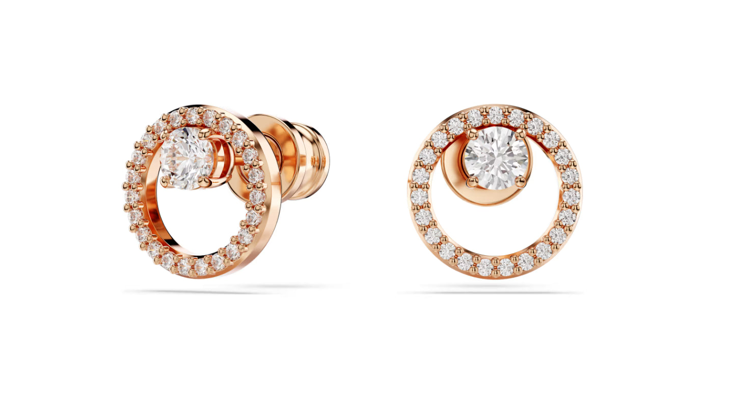 Swarovski 5692263 Orecchini a lobo Constella Taglio Round Bianchi Oro Rosa