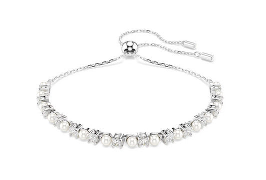 Swarovski 5689633 Braccialetto Matrix Crystal Pearl Taglio Round Bianco Rodio