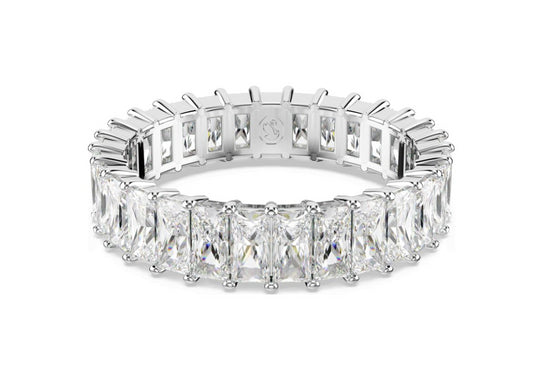 Swarovski 5693407 Anello Matrix Taglio baguette Bianco Rodio Taglia 52