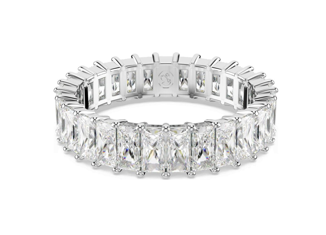 Swarovski 5693410 Anello Matrix Taglio baguette Bianco Rodio Taglia 55