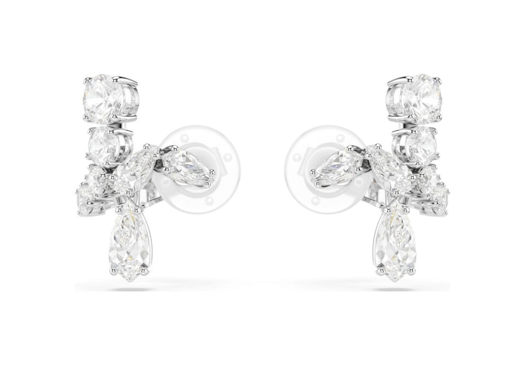 Swarovski 5692523 Orecchini a clip Matrix Tagli misti Bianco Rodio