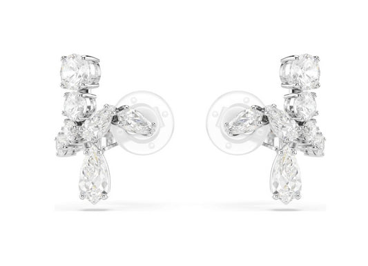 Swarovski 5692523 Orecchini a clip Matrix Tagli misti Bianco Rodio