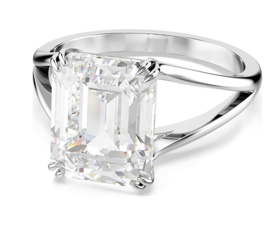 Swarovski 5697983 Anello da cocktail Stilla Taglio ottagonale bianco Rodio T.52