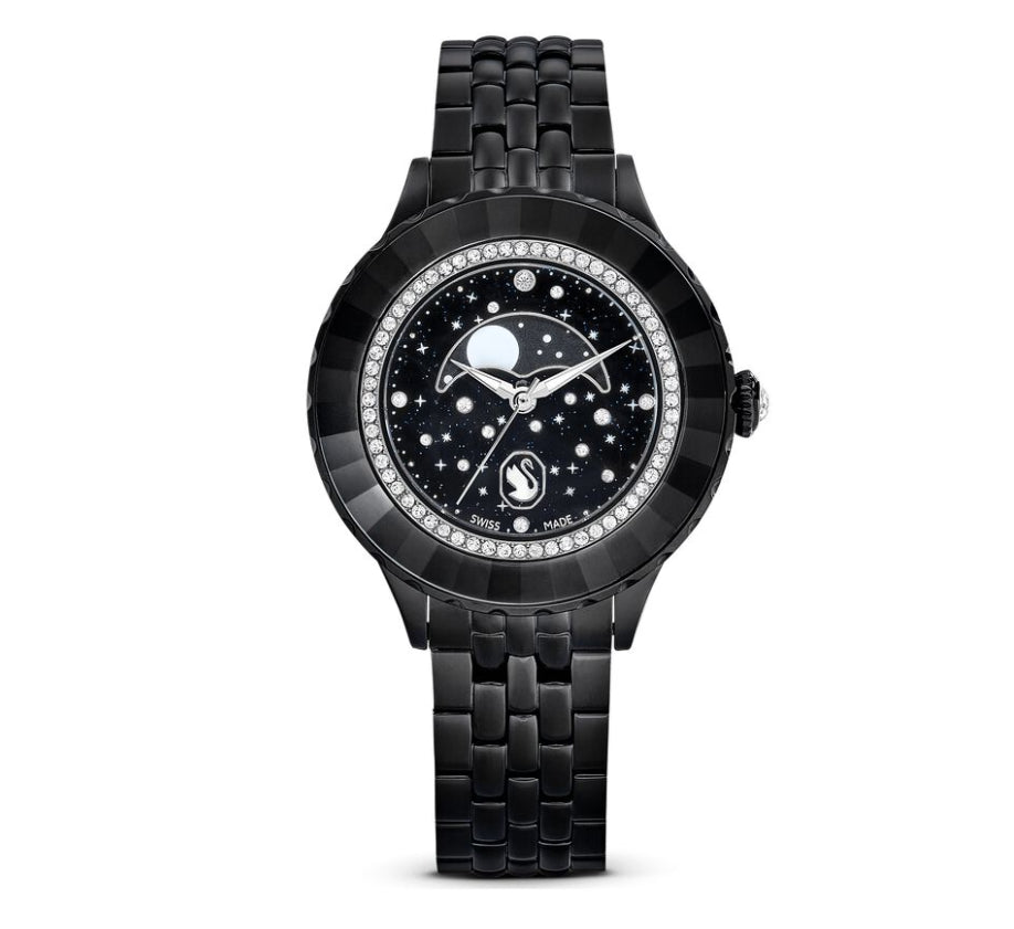 Swarovski 5677497 Orologio Octea Moon Bracciale in metallo Nero Finitura nera