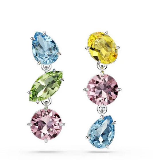Swarovski 5692406 Orecchini a Buco Gema Multicolore Rodio