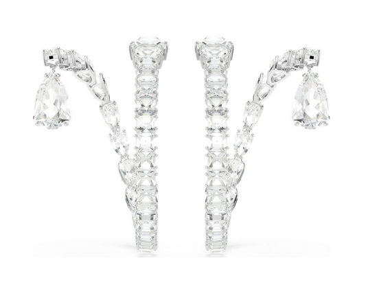 Swarovski 5692524 Orecchini a cerchio Matrix Tagli misti Bianco Rodio