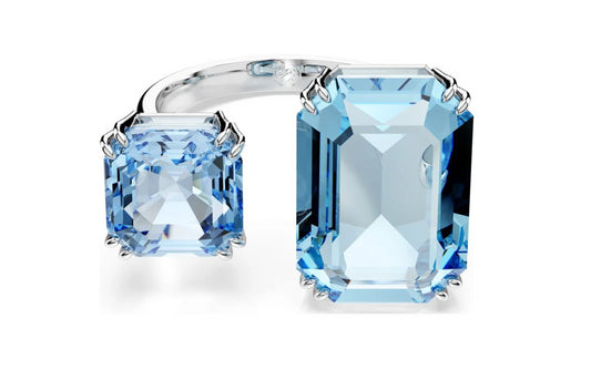 Swarovski 5694141 Anello aperto Millenia Taglio ottagonale Blu Rodio Taglia 58