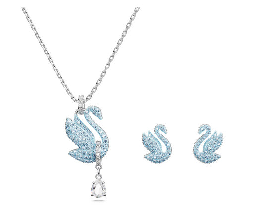 Swarovski 5660597 Set Swan Cigno Blu Placcato rodi