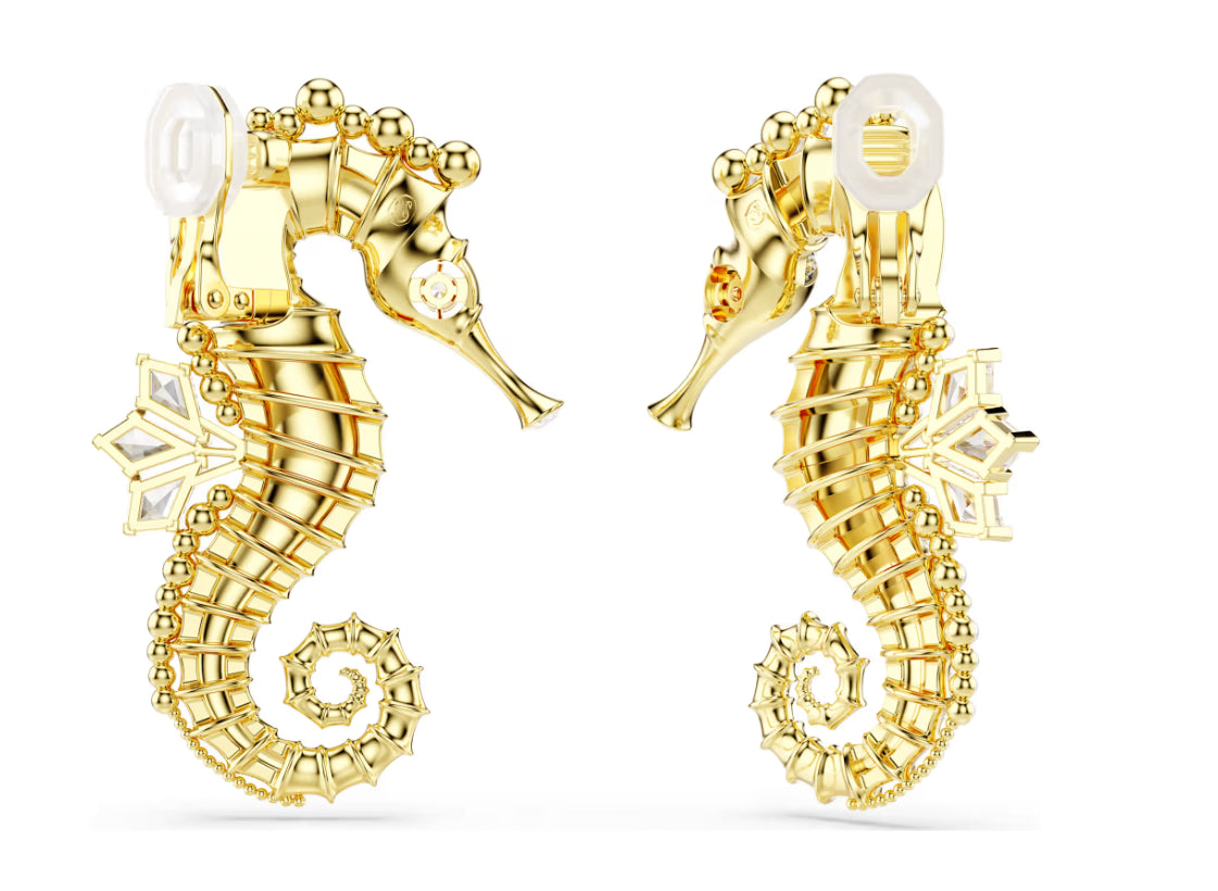 Swarovski 5690097 Orecchini a clip Idyllia Crystal Pearl Cavalluccio marino