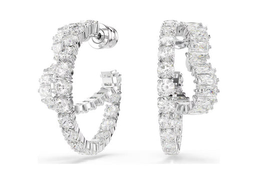 Swarovski 5705748 Orecchini a cerchio Matrix Cuore, Bianchi
