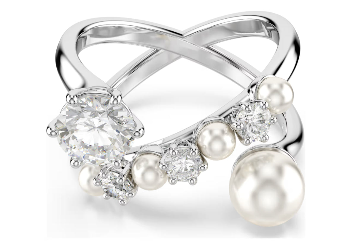 Swarovski 5705612 Anello cocktail Matrix Bianco, Taglia 55