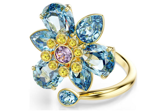 Swarovski 5721584 Anello aperto Idyllia Fiore, Blu Taglia 50