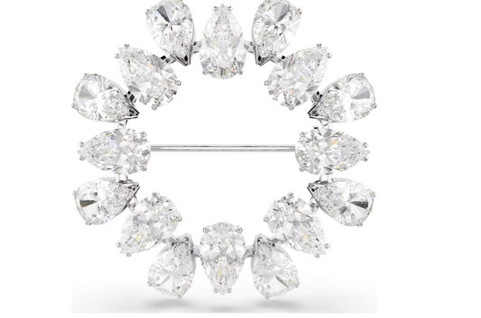 Swarovski 5714646 Spilla Matrix Taglio Pear, Bianca