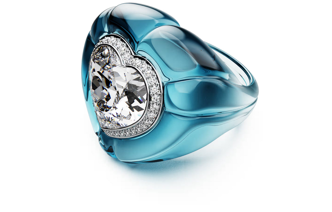 Swarovski 5709966 Anello cocktail Dulcis Taglio Heart Blu taglia 60