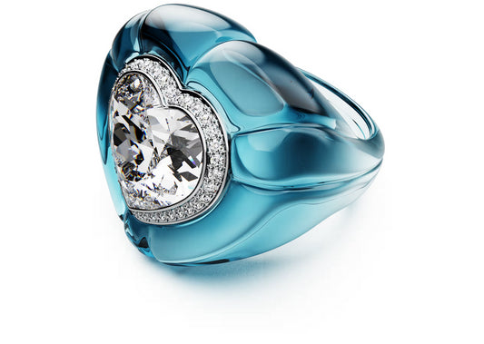 Swarovski 5709964 Anello cocktail Dulcis Taglio Heart Pave Cuore blu taglia 50