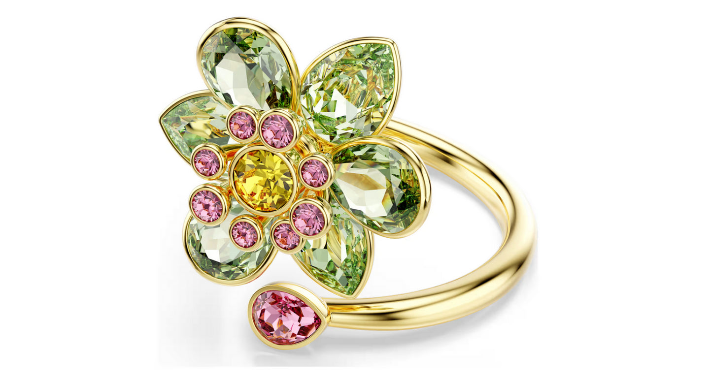 Swarovski 5721598 Anello aperto Idyllia Taglio misto Fiore Verde Taglia 50