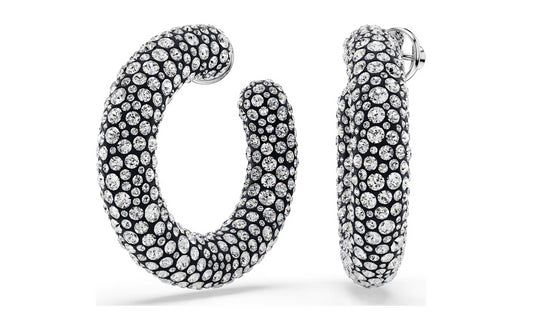 Swarovski 5732283 Orecchini a cerchio Sublima Tagli arrotondati misti Bianchi