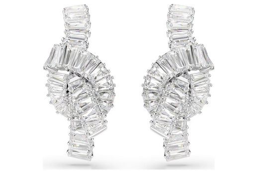 Swarovski 5727040 Orecchini Matrix Taglio baguette Nodo Bianchi
