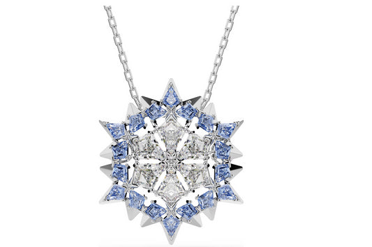 Swarovski 5737619 Pendente e spilla Magic Fiocco Di Neve Blu Placcato rodio