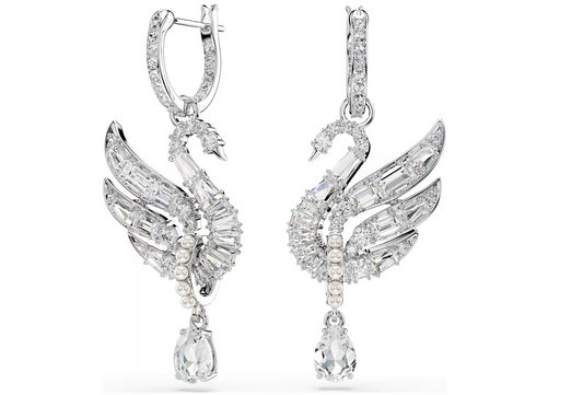 Swarovski 5723388 Orecchini Swan Cigno Bianchi Placcato rodio