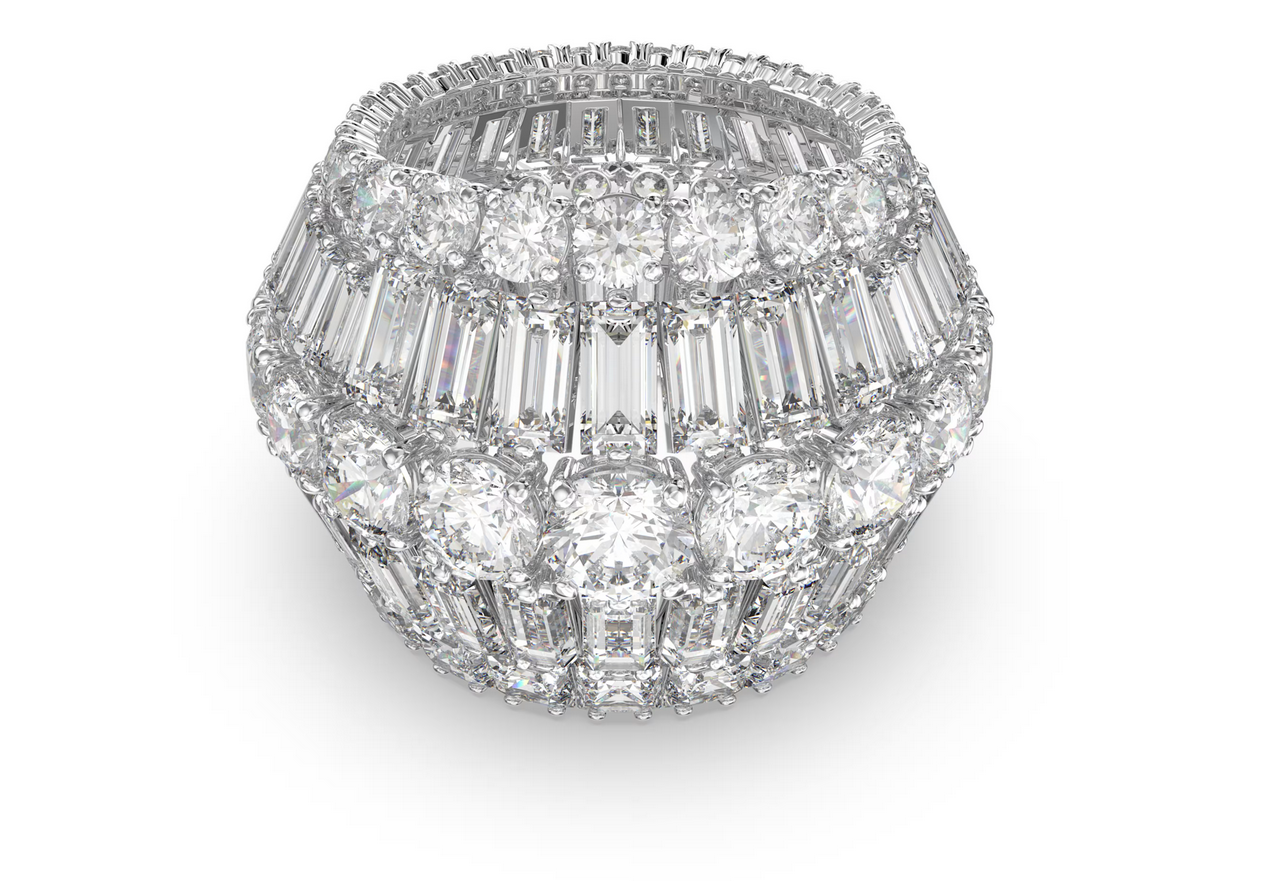 Swarovski 5610735 Anello cocktail Hyperbola Taglio misto Bianco Taglia 60