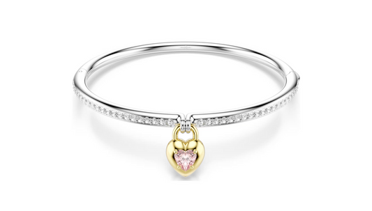 Swarovski 5737265 Bracciale rigido Idyllia Taglio misto Cuore Rosa Taglia L