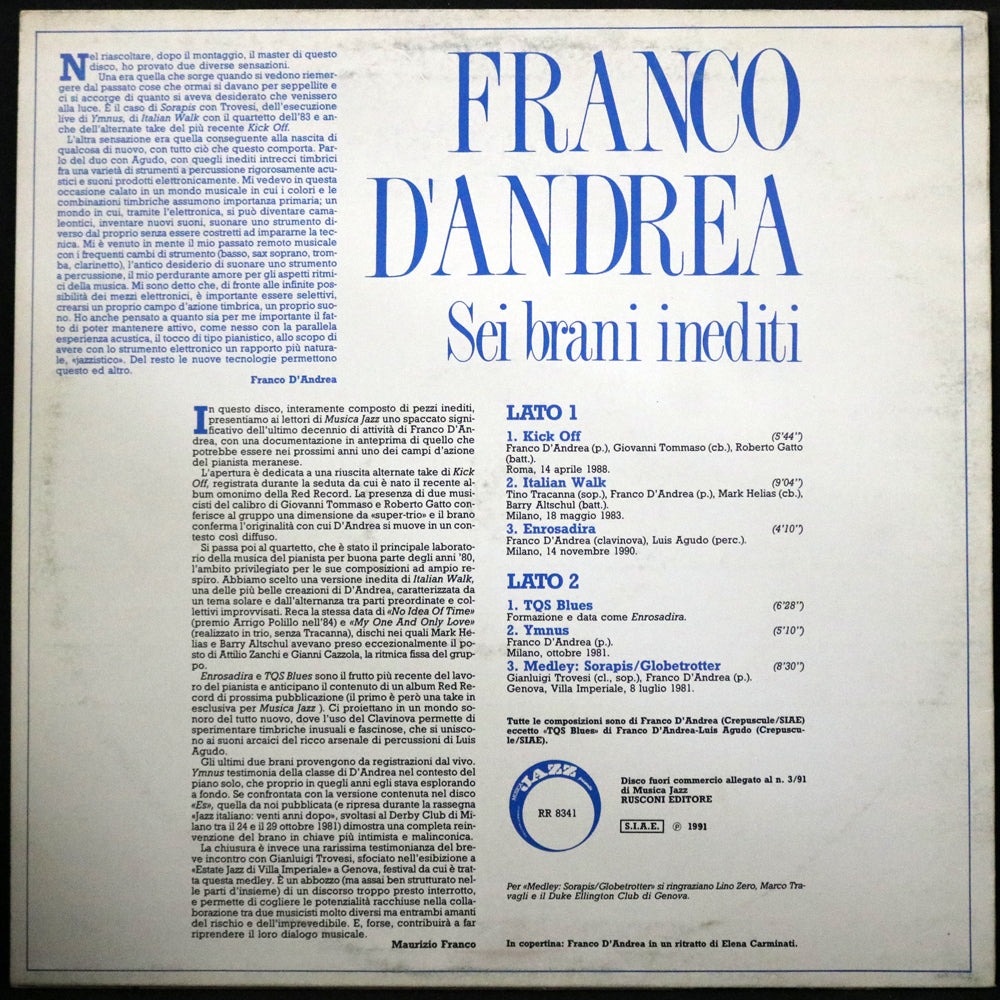EBOND Franco D'Andrea - Sei Brani Inediti Vinile V002029
