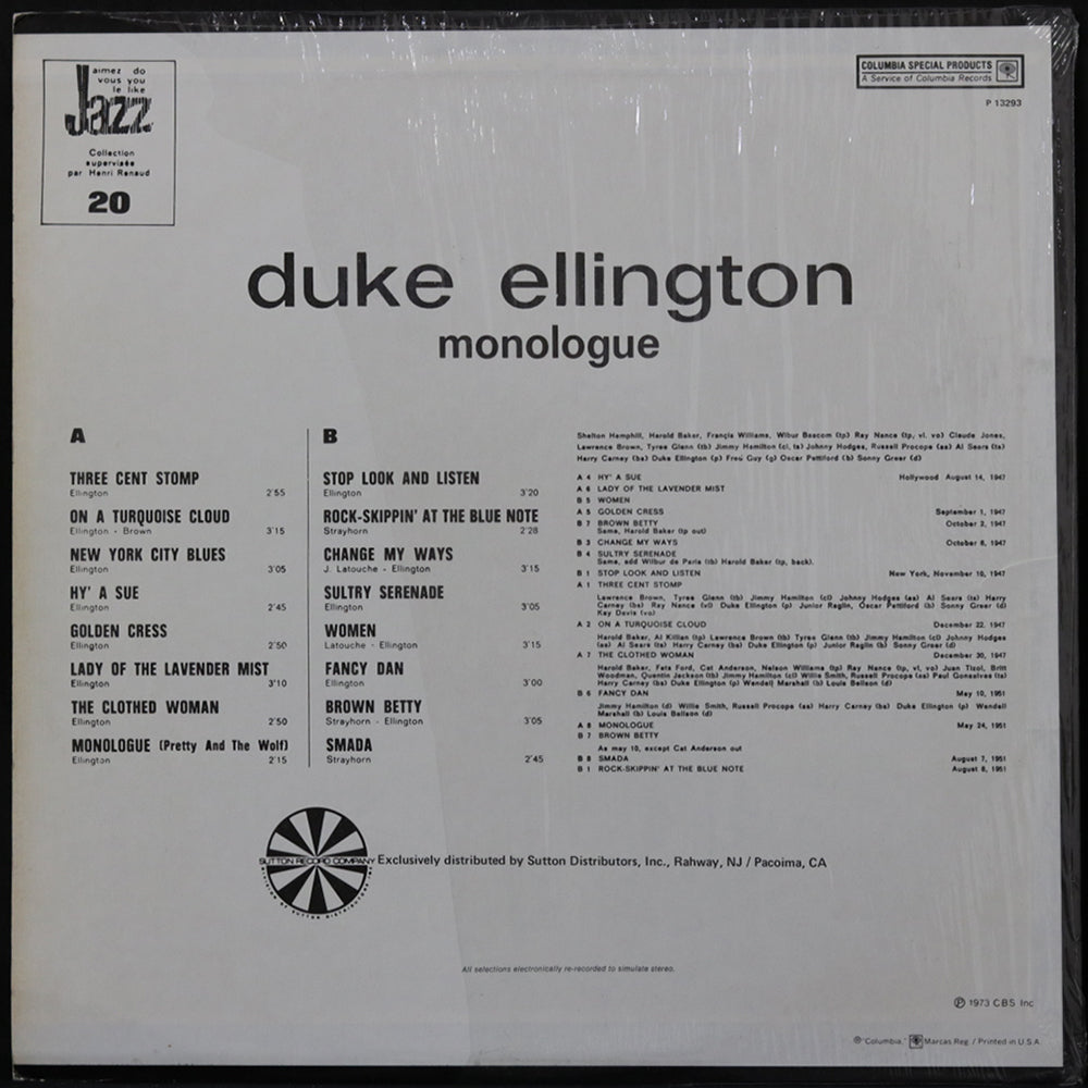 EBOND Duke Ellington - Monologue Vinile V005015