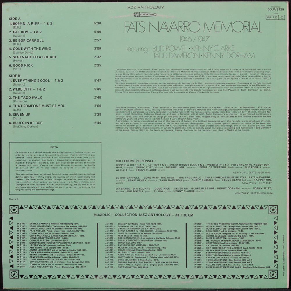 EBOND Fats Navarro Memorial 1946/1947 Vinile V005047