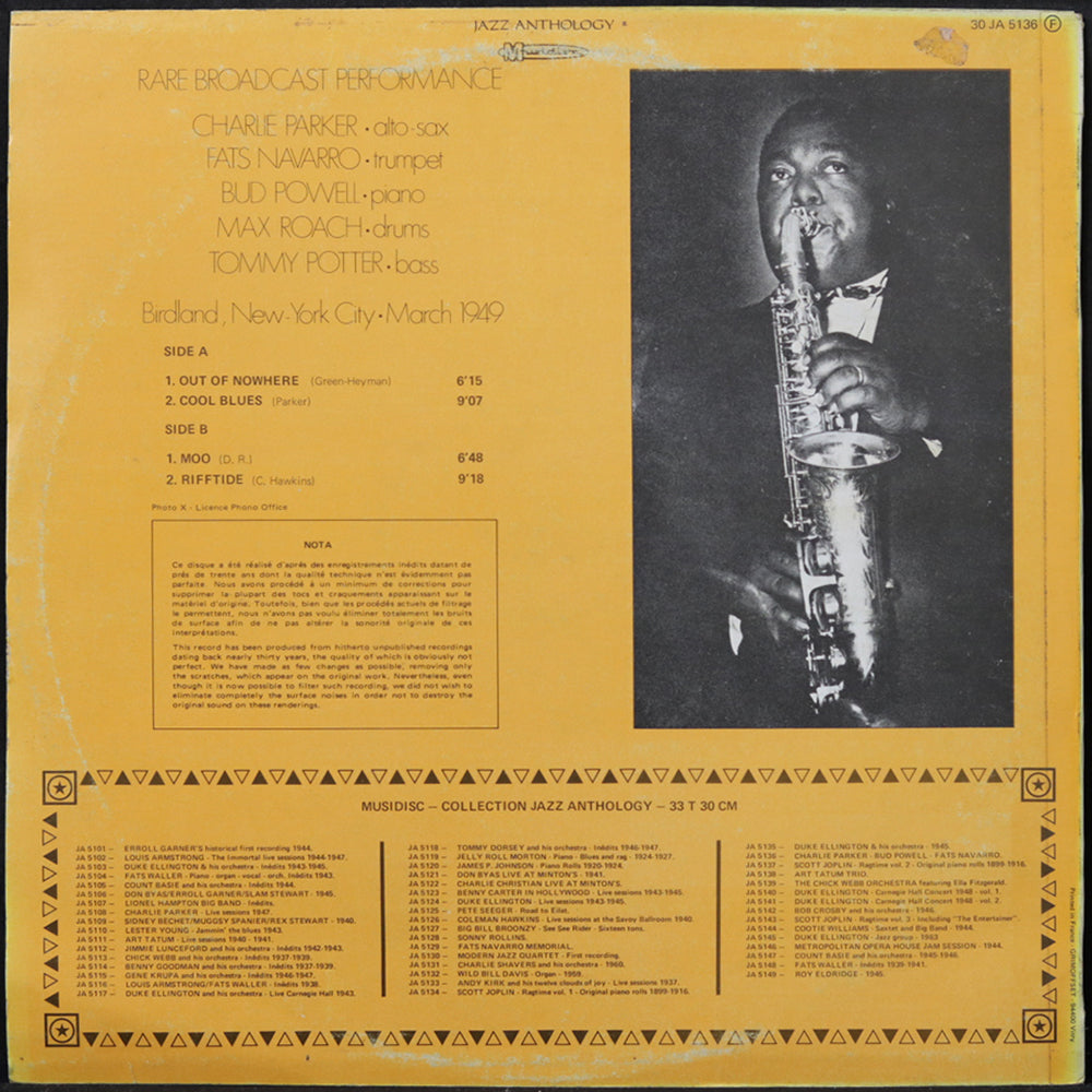 EBOND Charlie Parker, Bud Powell, Fats Navarro - Rare Broadcast Performance: New-York 1949 Vinile V005048