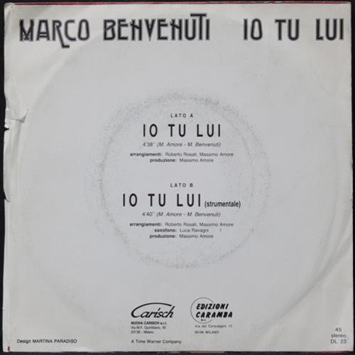 EBOND Marco Benvenuti - Io Tu Lui Vinile V008141