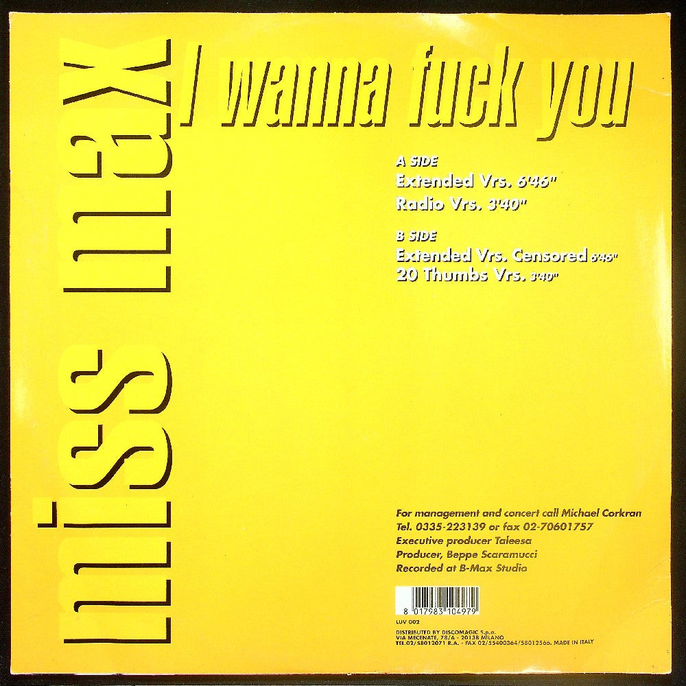EBOND Miss Max - I Wanna Fuck You Vinile V015031
