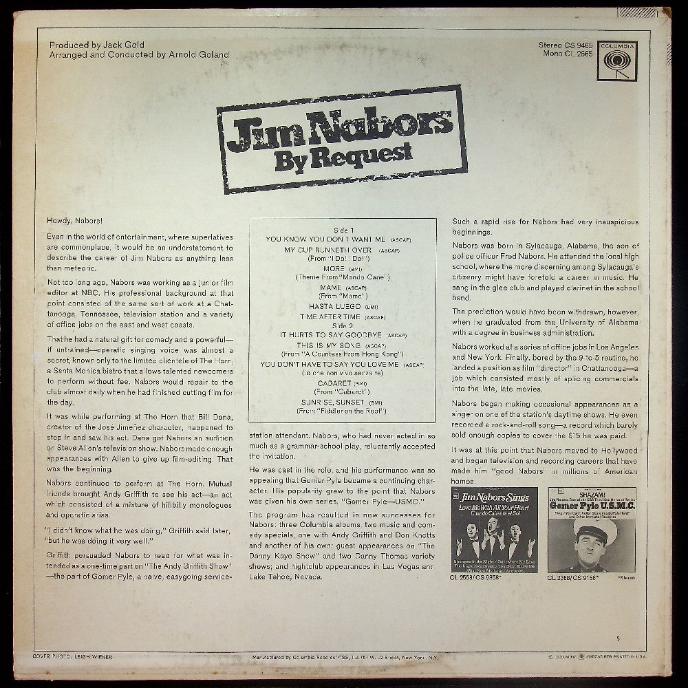 EBOND Jim Nabors - By Request Vinile V015115