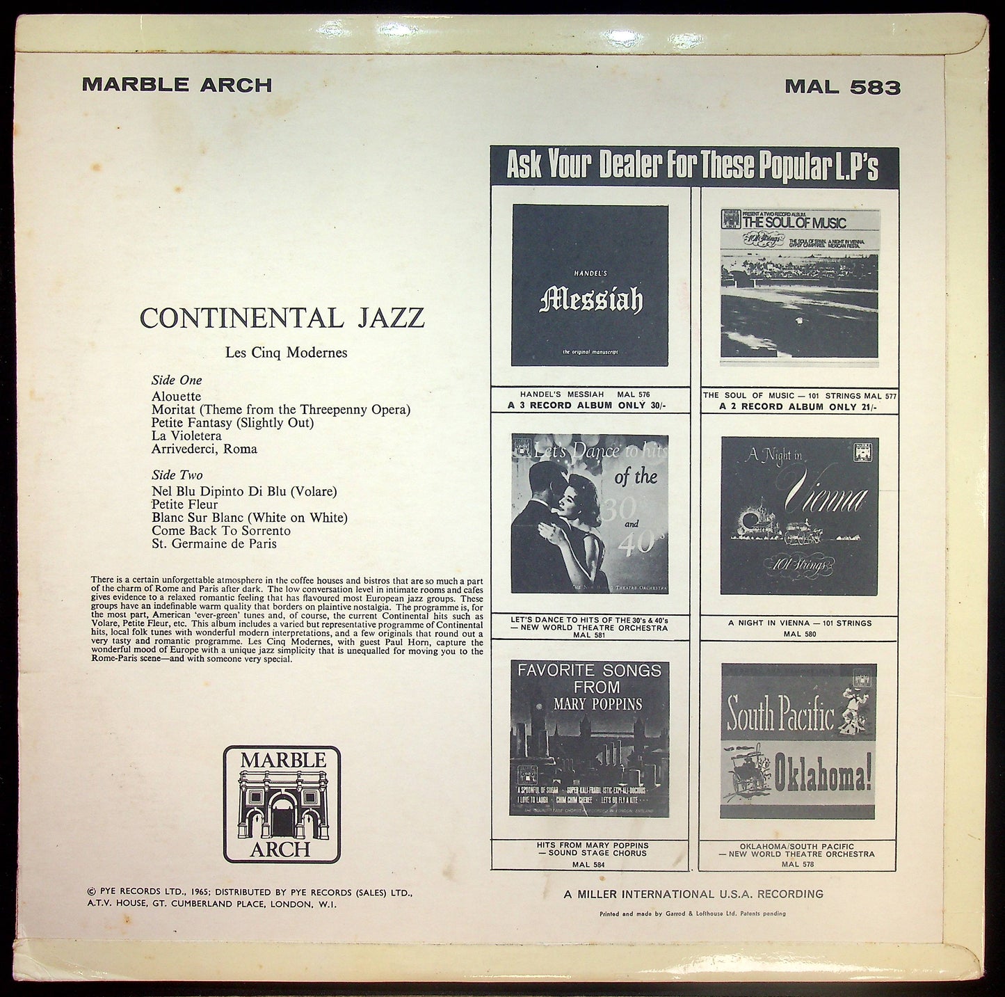 EBOND Les Cinq Modernes - Continental Jazz Vinile V016001
