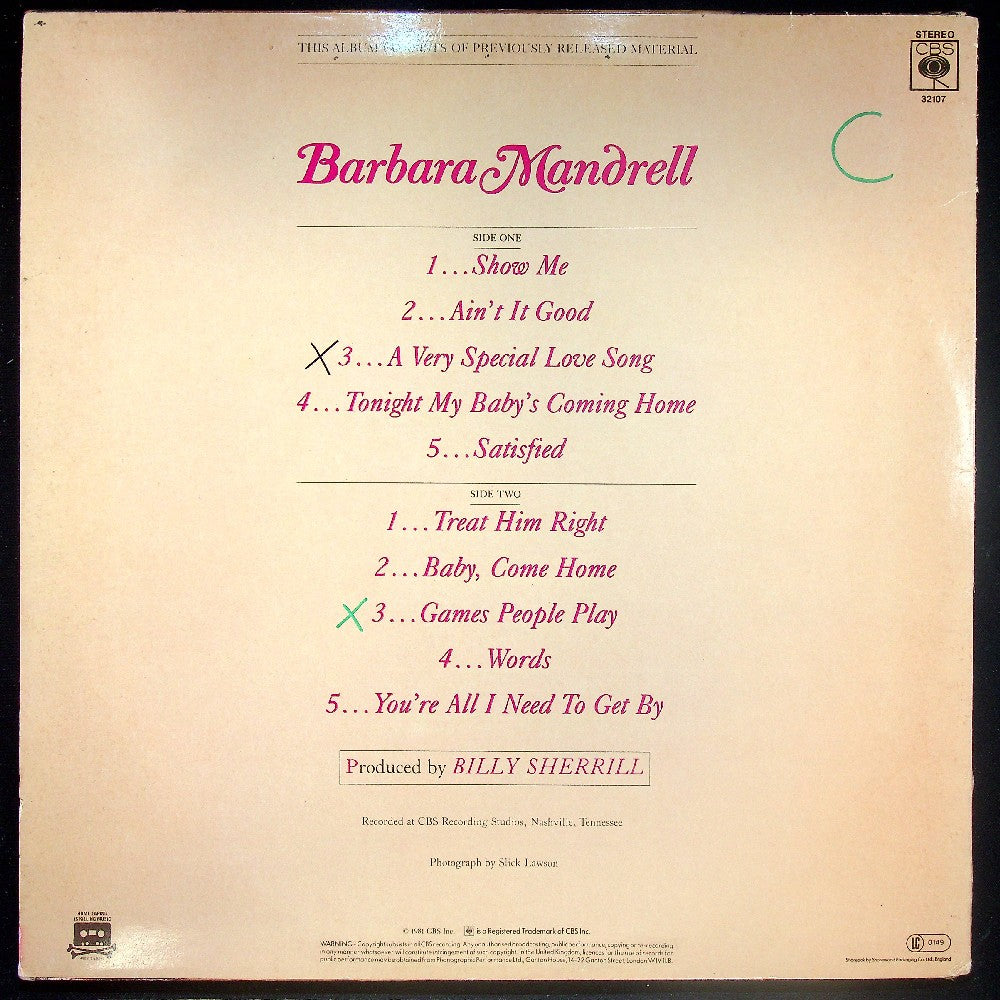 EBOND Barbara Mandrell - Looking Back Vinile V016080
