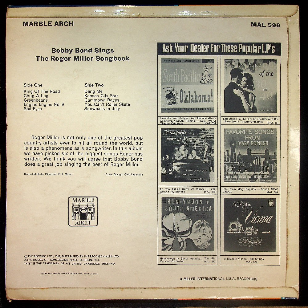 EBOND Bobby Bond - Bobby Bond Sings The Roger Miller Songbook Vinile V019002