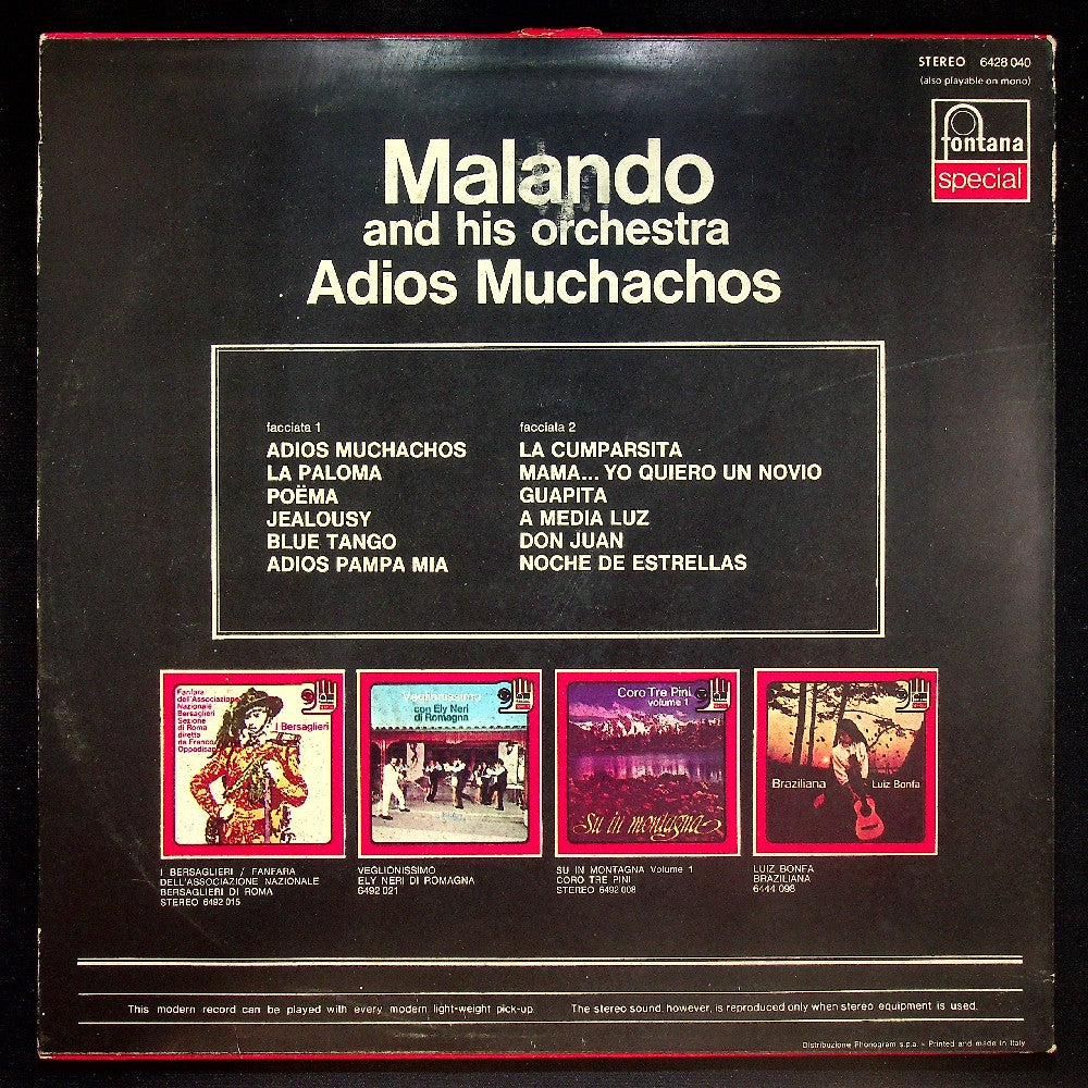EBOND Malando And His Orchestra - Adios Muchachos Vinile V023126