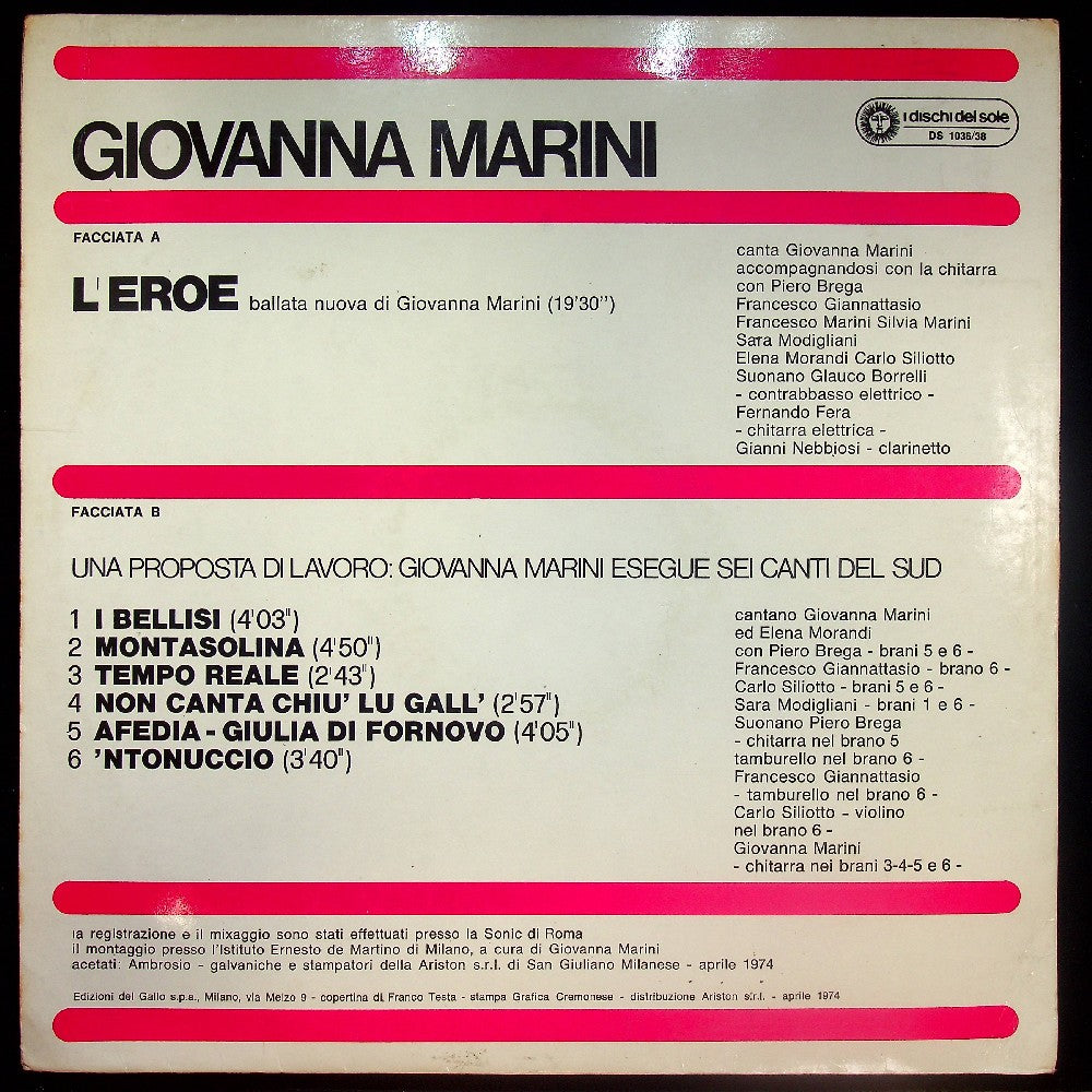EBOND Giovanna Marini - L'Eroe Vinile V031038
